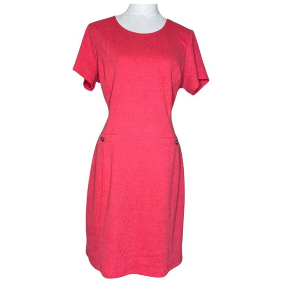 Enfocus Studio Dresses & Skirts - EnFocus Studio Pink Short Sleeve Accent Button Pocket Dress Size 14 Career